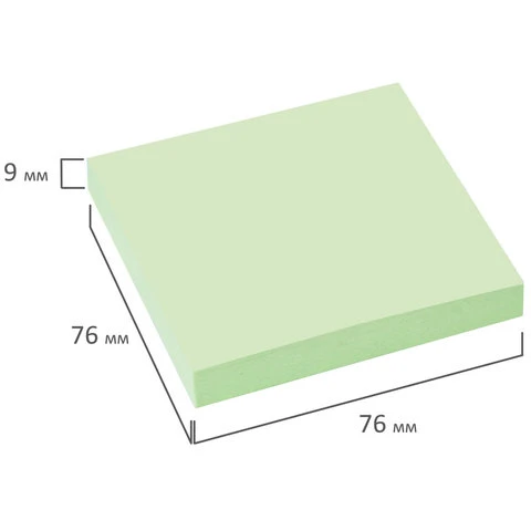 Блок самоклеящийся (стикер) BRAUBERG, 76х76 мм, 100 л., зеленый, 122696