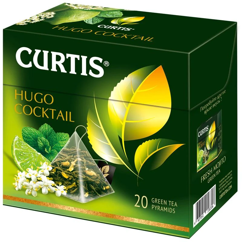 Чай Curtis "Hugo Cocktail", зеленый, аромат, 20 пакетиков-пирамидок по