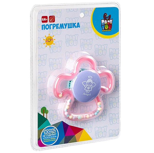 Игрушка развивающая погремушка, пластик, АНГЕЛ, Bondibon. ВВ3215