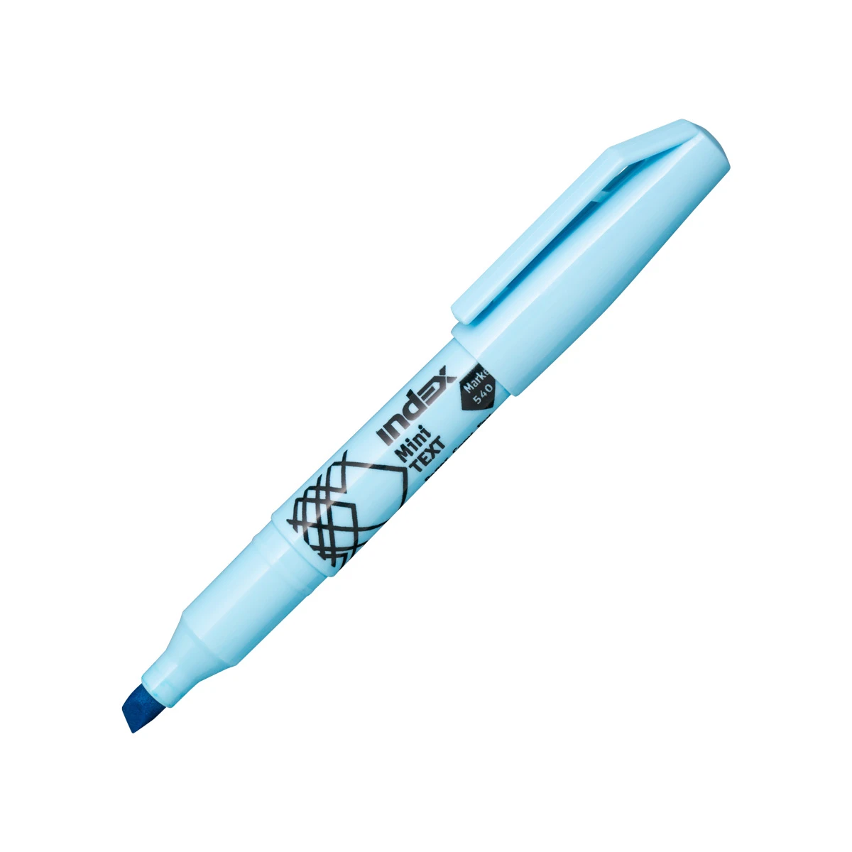 Текстовыделитель, 2-4 мм, голубой, клиновидный нак., укороч. корп., INDEX, MINI