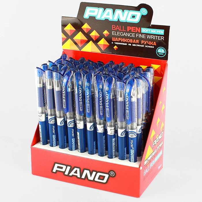 Ручка шариковая синяя на масляной основе "Piano" корпус полупрозрачный