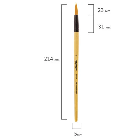 Кисть ПИФАГОР, синтетика, круглая, № 7, 200847