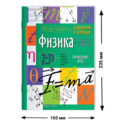 Справочник в таблицах "Физика. 7-11 класс", 16х23,5 см, 32 стр.,