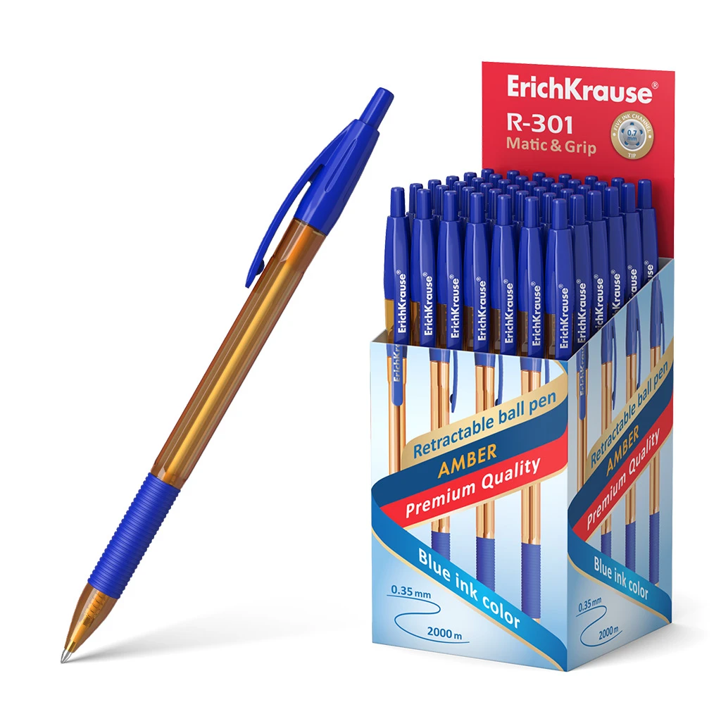 Ручка шариковая автоматическая Erich Krause® R-301 Matic&Grip Amber 1.0, цвет