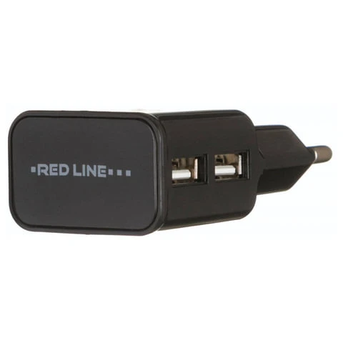 Зарядное устройство сетевое (220 В), RED LINE NT-2A, кабель microUSB 1 м, 2