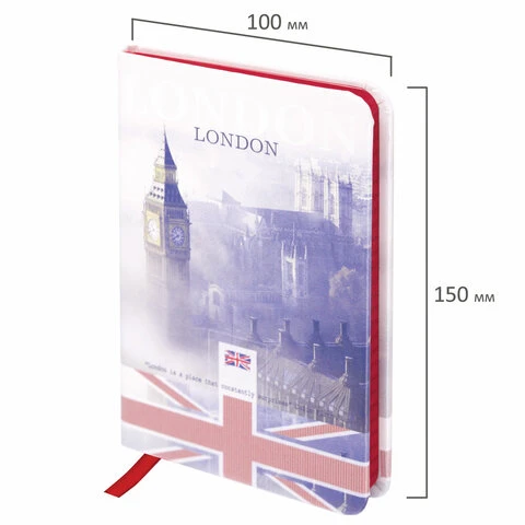 Блокнот МАЛЫЙ ФОРМАТ (100х150 мм) А6, BRAUBERG VISTA "London", под