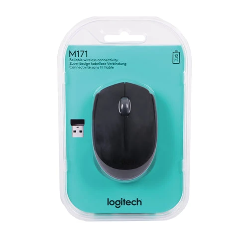 Мышь беспроводная LOGITECH M171, 2 кнопки + 1 колесо-кнопка, оптическая, черная,