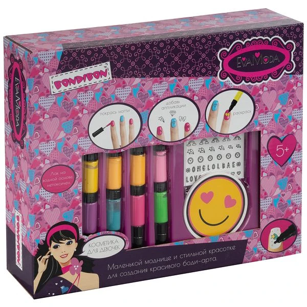 Набор детской декоративной косметики Bondibon Eva Moda, лаки для ногтей 8 Набор детской декоративной косметики Bondibon Eva Moda, лаки для ногтей 8