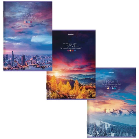 Тетрадь А4, 96 л., BRAUBERG, скоба, клетка, обложка картон, "Journey",