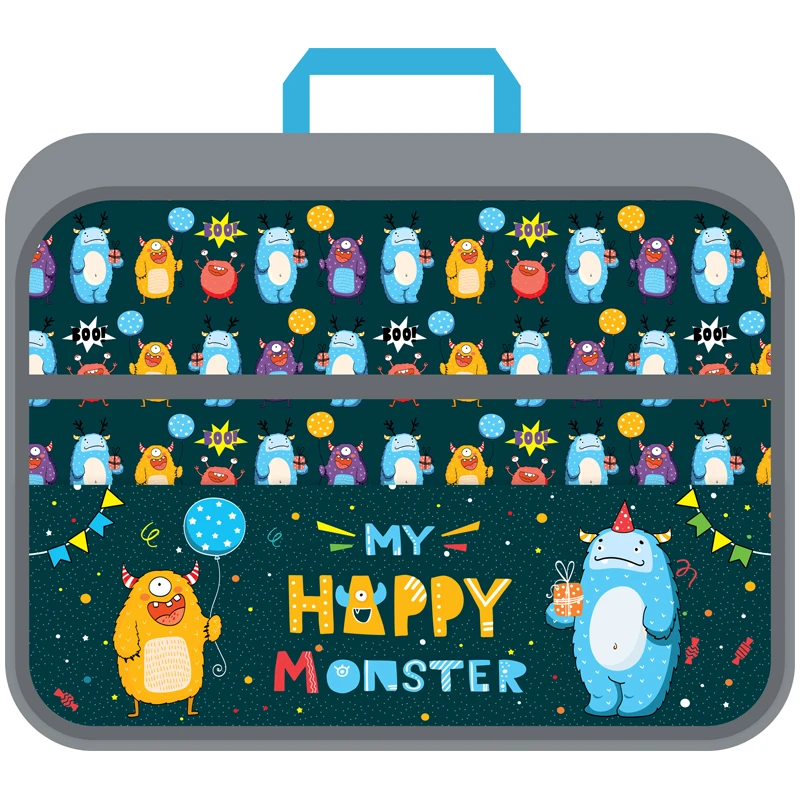 Папка с ручками А4 ArtSpace "Happy Monster", полиэстер, на молнии,