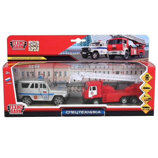 Машина металл СПЕЦТЕХНИКА ПОЛИЦИЯ 11,5 см+пожарная 12 см, отк. двери, инерция