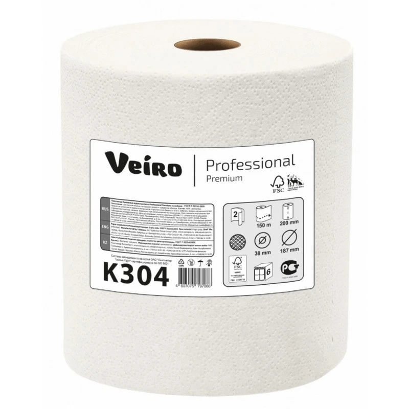 Полотенца бумажные д/держ.VeiroA1/A2 Premium 2сл.170м 6рул K304 штр. 