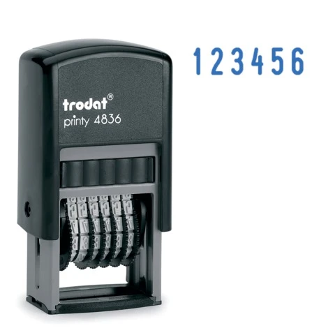 Нумератор 6-разрядный, оттиск 15х3,8 мм, синий, TRODAT 4836, корпус черный,