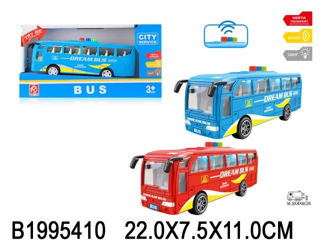 Транспорт инерционный 16,5см "Автобус 2" (свет, звук, 3 бат.AG13 в