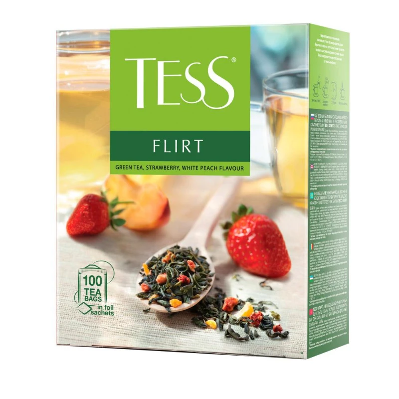Чай Tess Flirt зеленый с клубникой 1,5гх100шт