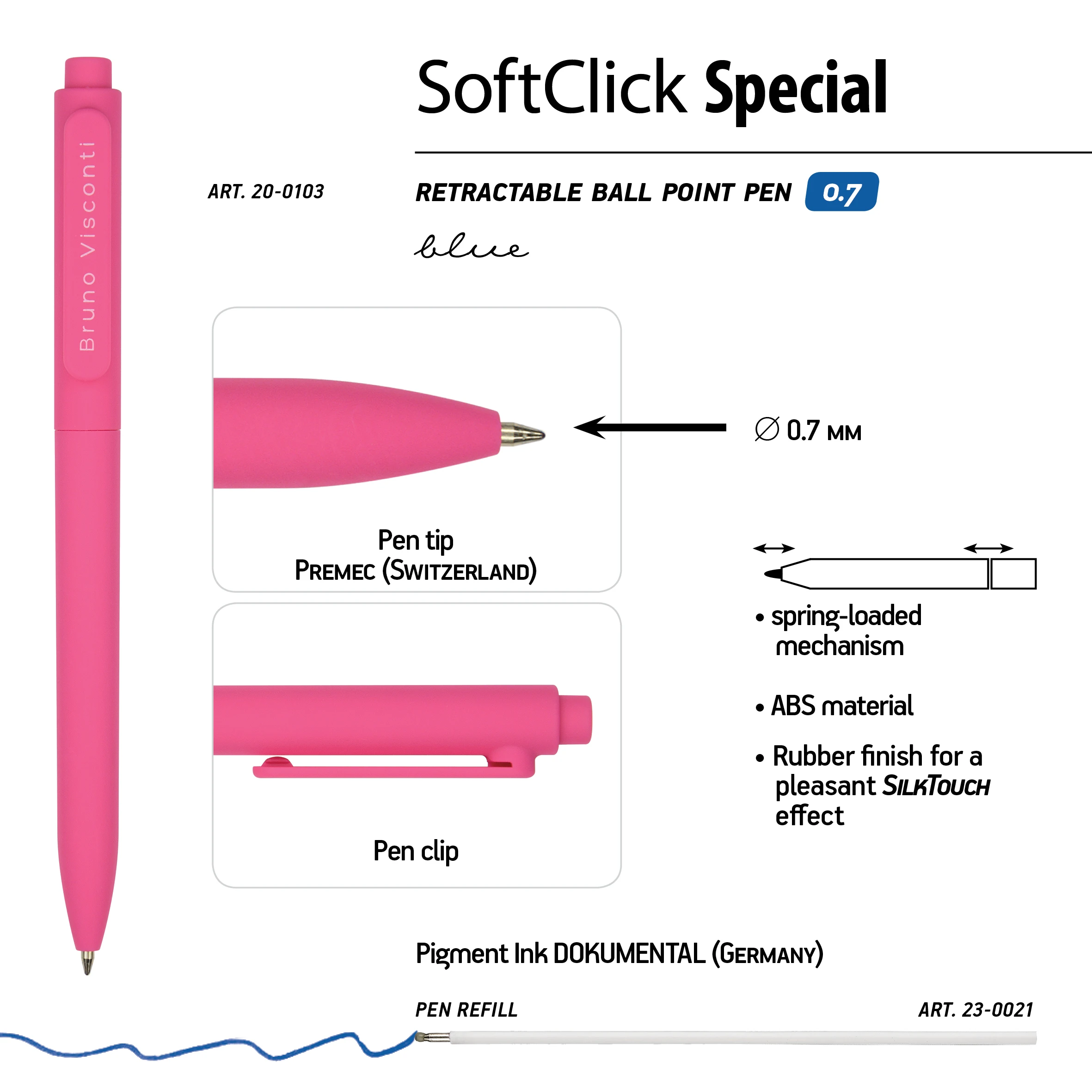 РУЧКА "SoftClick.SPECIAL" ШАРИКОВАЯ АВТОМАТИЧЕСКАЯ 0.7 ММ, СИНЯЯ (3