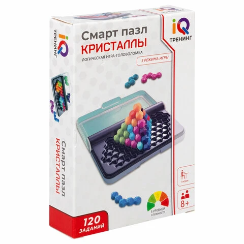 Настольная логическая игра IQ ТРЕНИНГ "Смарт пазл Кристаллы", 1TOY,