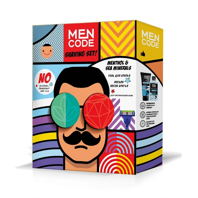 Подарочный набор MEN CODE SHAVING SET Гель + Лосьон п/бритья 2х150мл