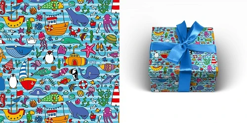 Упаковочная бумага Морской мир (70*100 см, 10 л) УБ-9446