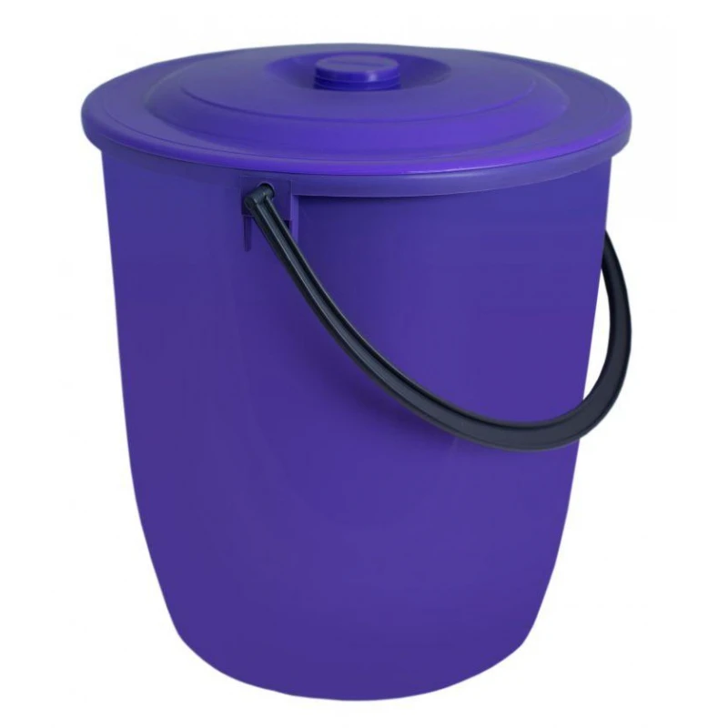 Ведро Крепыш пластик 15л с крышкой В1303 цвет в ассортименте