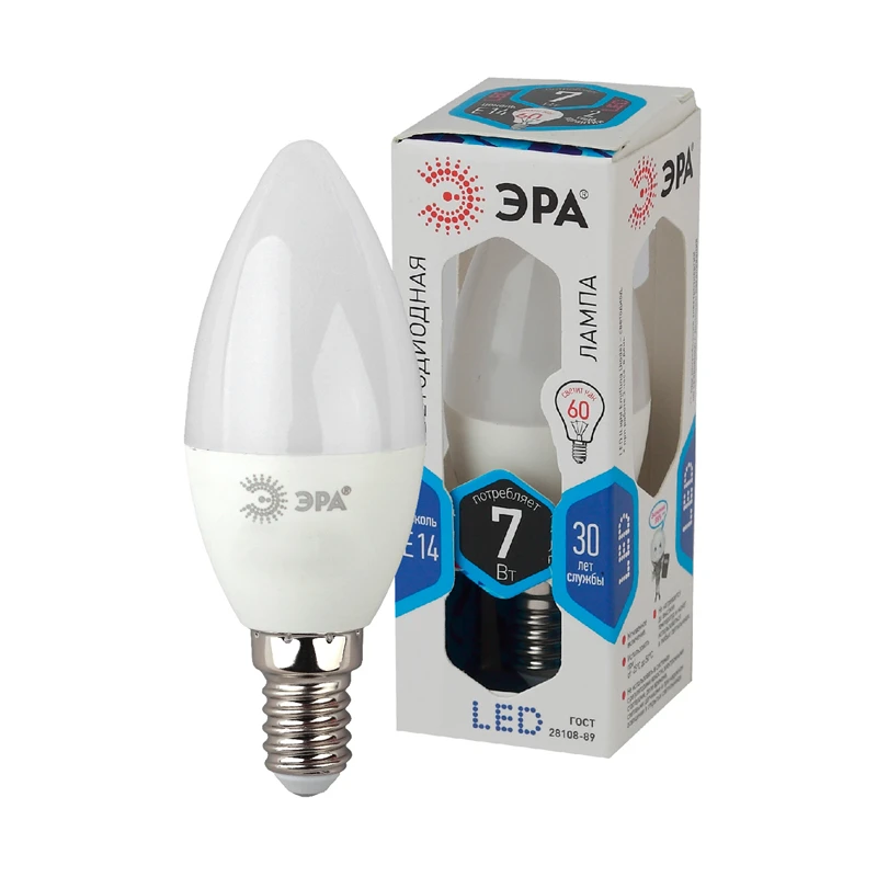 Лампа светодиодная Эра LED B35-7W-840-E14,7Вт, тип С "свеча", E14,