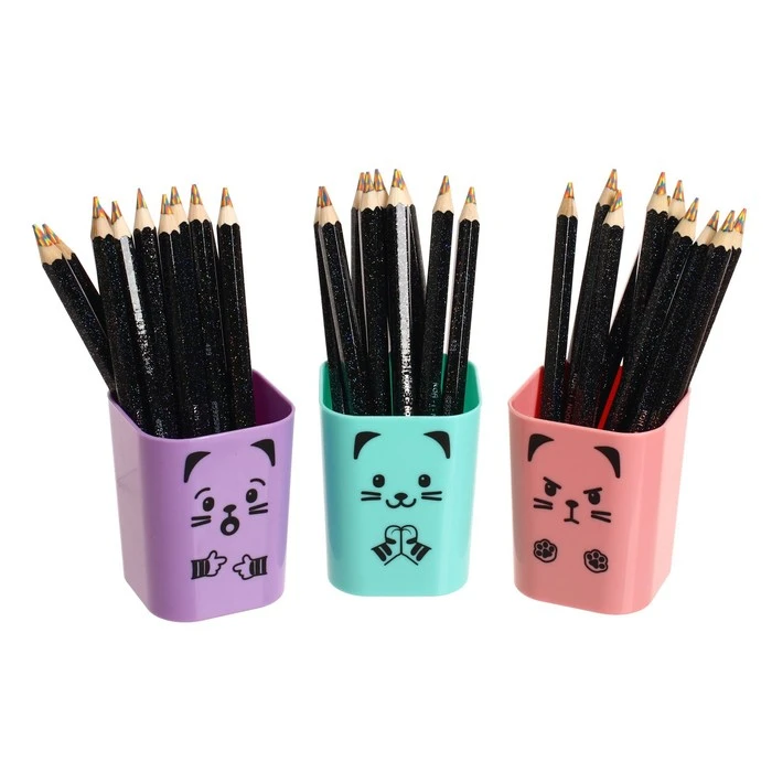 Подставка для пишущих принадлежностей пластиковая, набор 3 штуки, 69 х 69 х 89