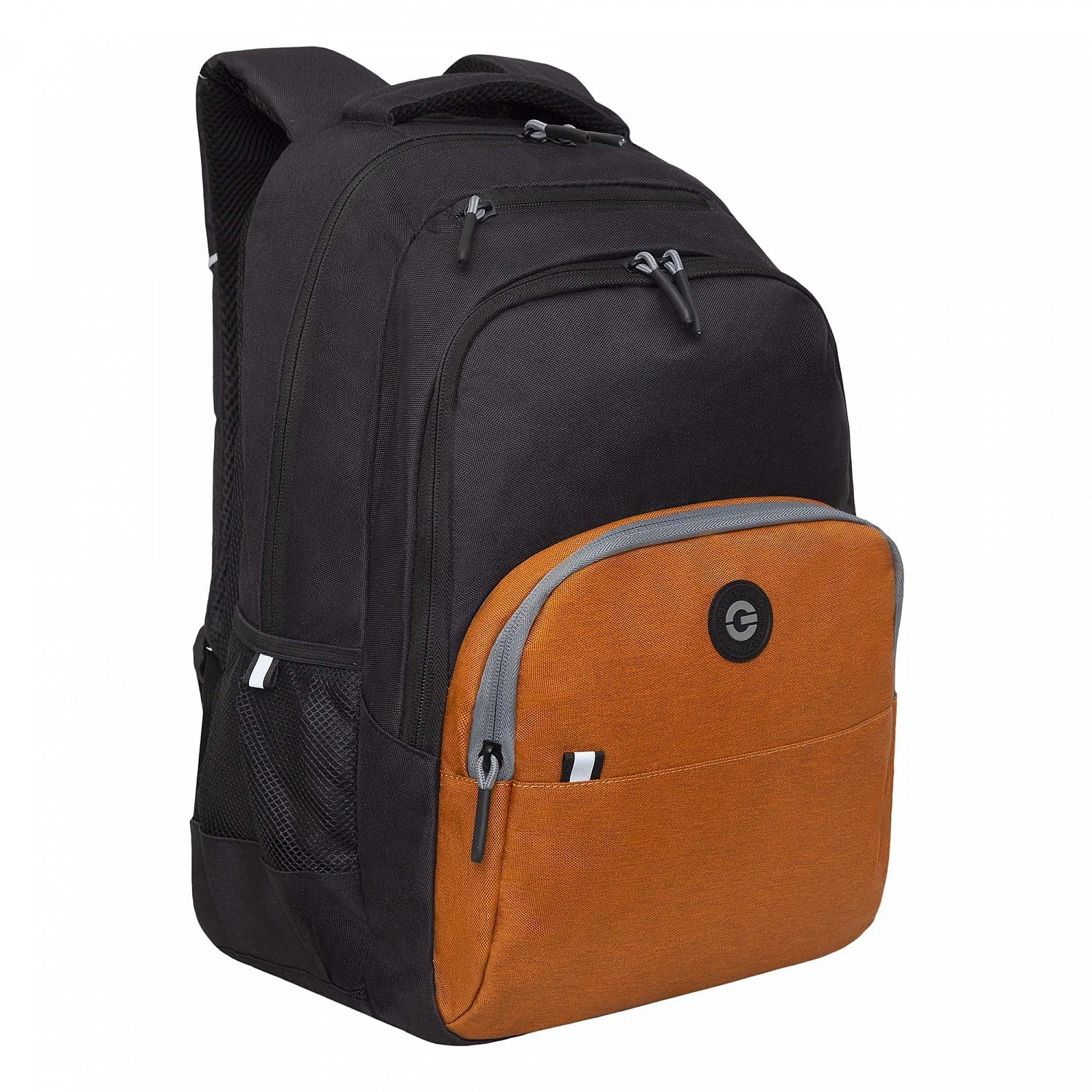 Рюкзак школьный GRIZZLY, цвет черный - кирпичный, RU-330-6