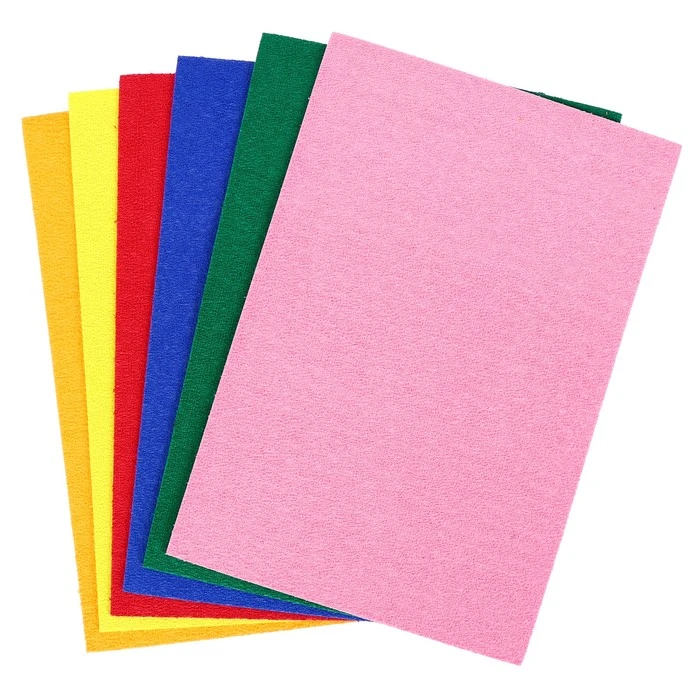 Пенка декоративная фоамиран-плюш А4, 6 листов, 6 базовых цветов