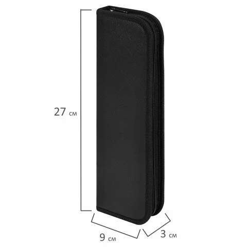 Пенал-тубус для кистей на молнии ПЧЕЛКА, кожзам, размер 270х90 мм, черный, ФК-1