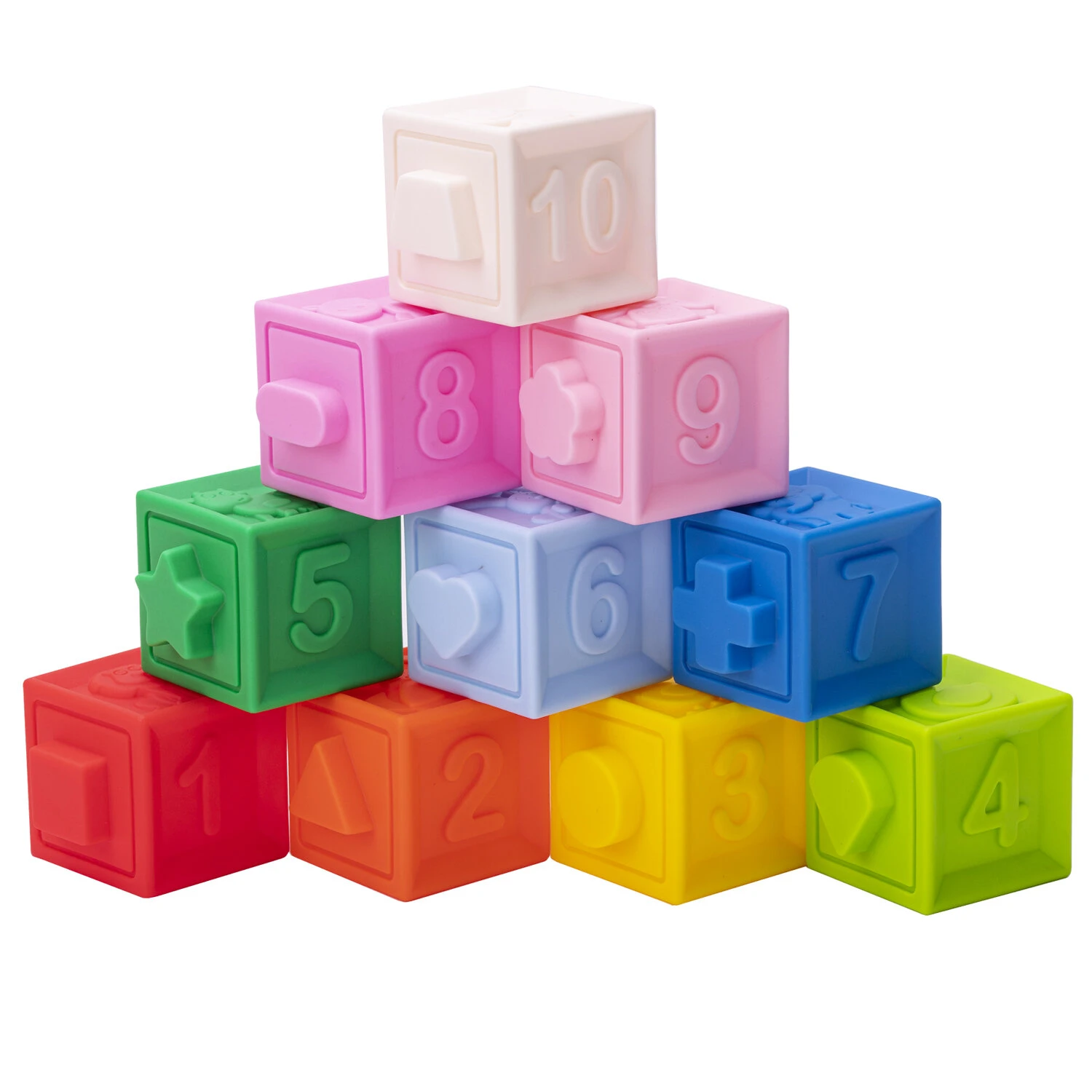 Тактильные кубики, сенсорные игрушки развивающие с функцией сортера, ЭКО, 10