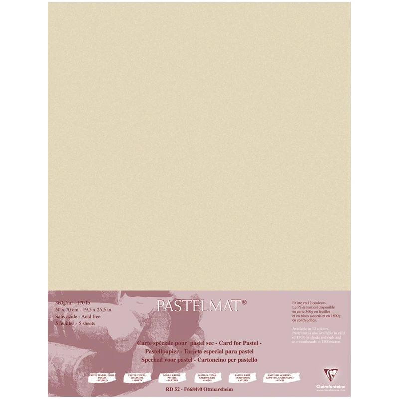 Бумага для пастели 5л. 500*700мм Clairefontaine "Pastelmat", 360г/м2,