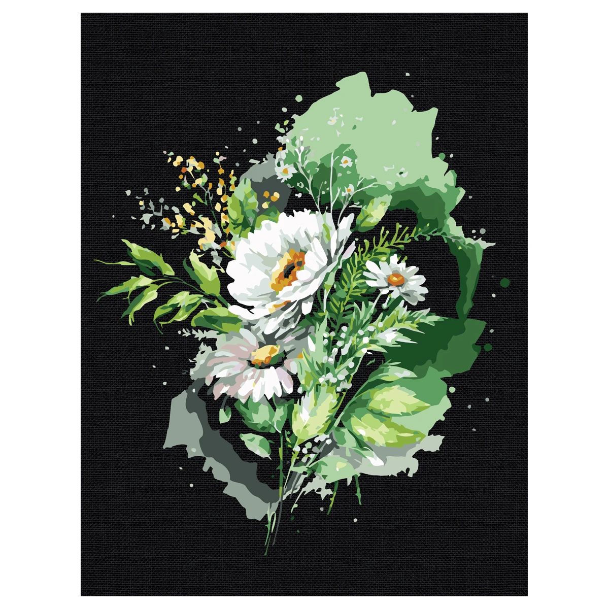 Картина по номерам на черном холсте ТРИ СОВЫ "Цветы", 30*40, c