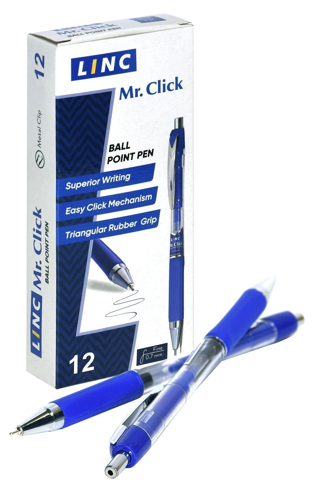 Ручка шариковая автоматическая Linc Mr. Click синий 0,7 мм грип игольчатый