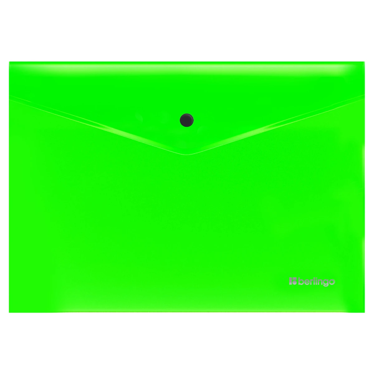 Папка-конверт на кнопке Berlingo "Neon" А4, 200мкм, прозрачная зеленый