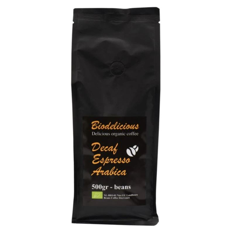 Кофе Decaf espresso без кофеина в зернах Bio Delicious Urtekram, 500г.