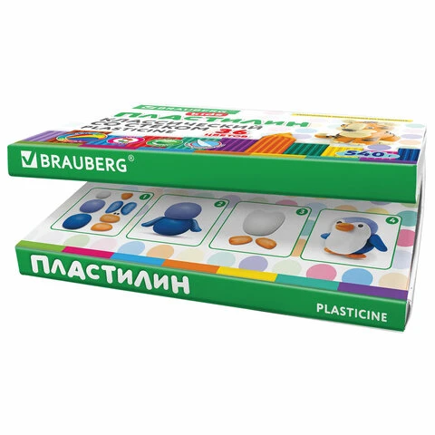 Пластилин классический BRAUBERG KIDS, 36 цветов, 540 грамм, стек, ВЫСШЕЕ