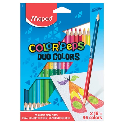 Карандаши двухцветные MAPED (Франция) "Color Pep's" 18 шт., 36 цветов,