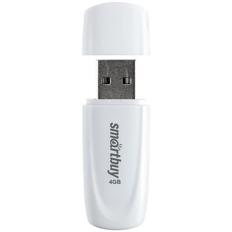 Флеш-диск 4GB SMARTBUY Scout USB 2.0, белый, SB004GB2SCW