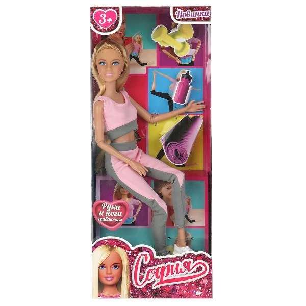 Кукла 29 см София в спортивной форме для занятий йогой, руки и ноги сгибаются