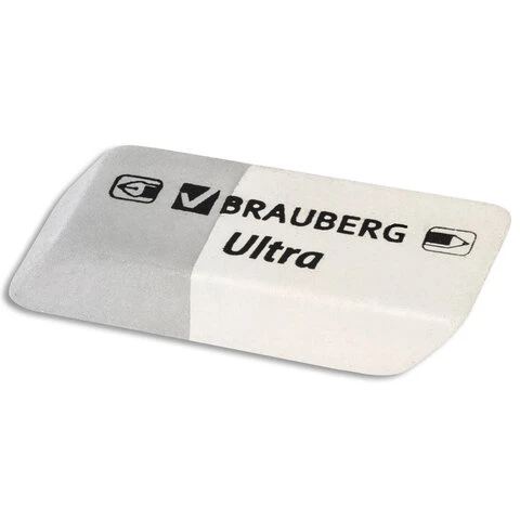 Ластик BRAUBERG "Ultra", 41х14х8 мм, серо-белый, натуральный каучук,