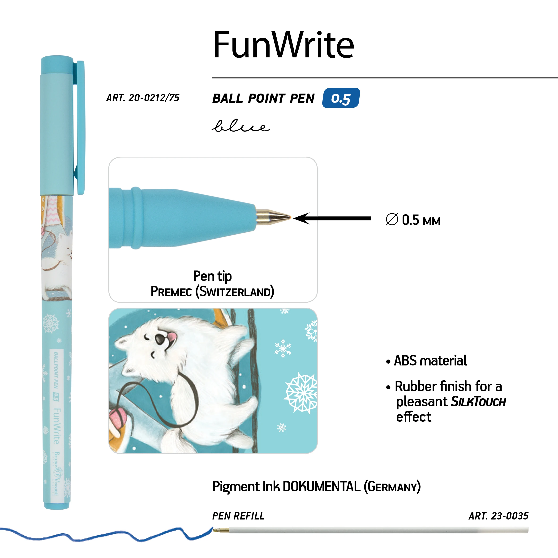 РУЧКА "FunWrite. Городская прогулка. Лайка" ШАРИКОВАЯ, 0.5 ММ, СИНЯЯ