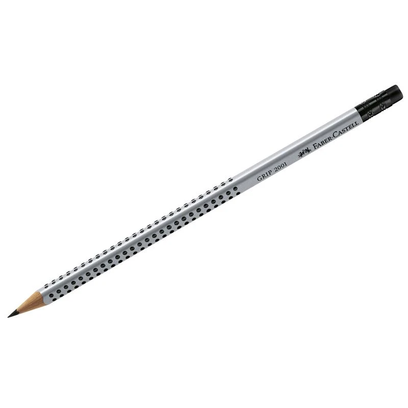 Карандаш ч/г Faber-Castell "Grip 2001" В, трехгран., с ластиком,