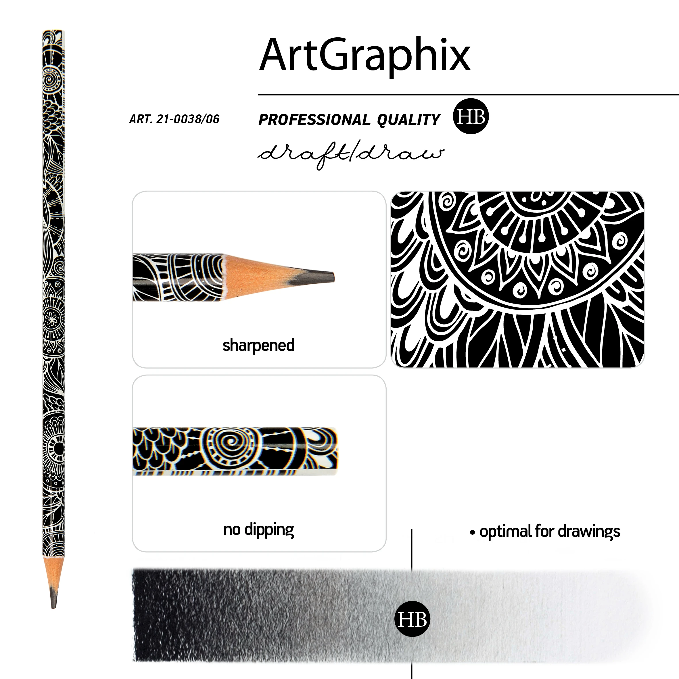 КАРАНДАШ ЧЕРНОГРАФИТОВЫЙ "ArtGraphix. Тату" НВ (пластиковый корпус)