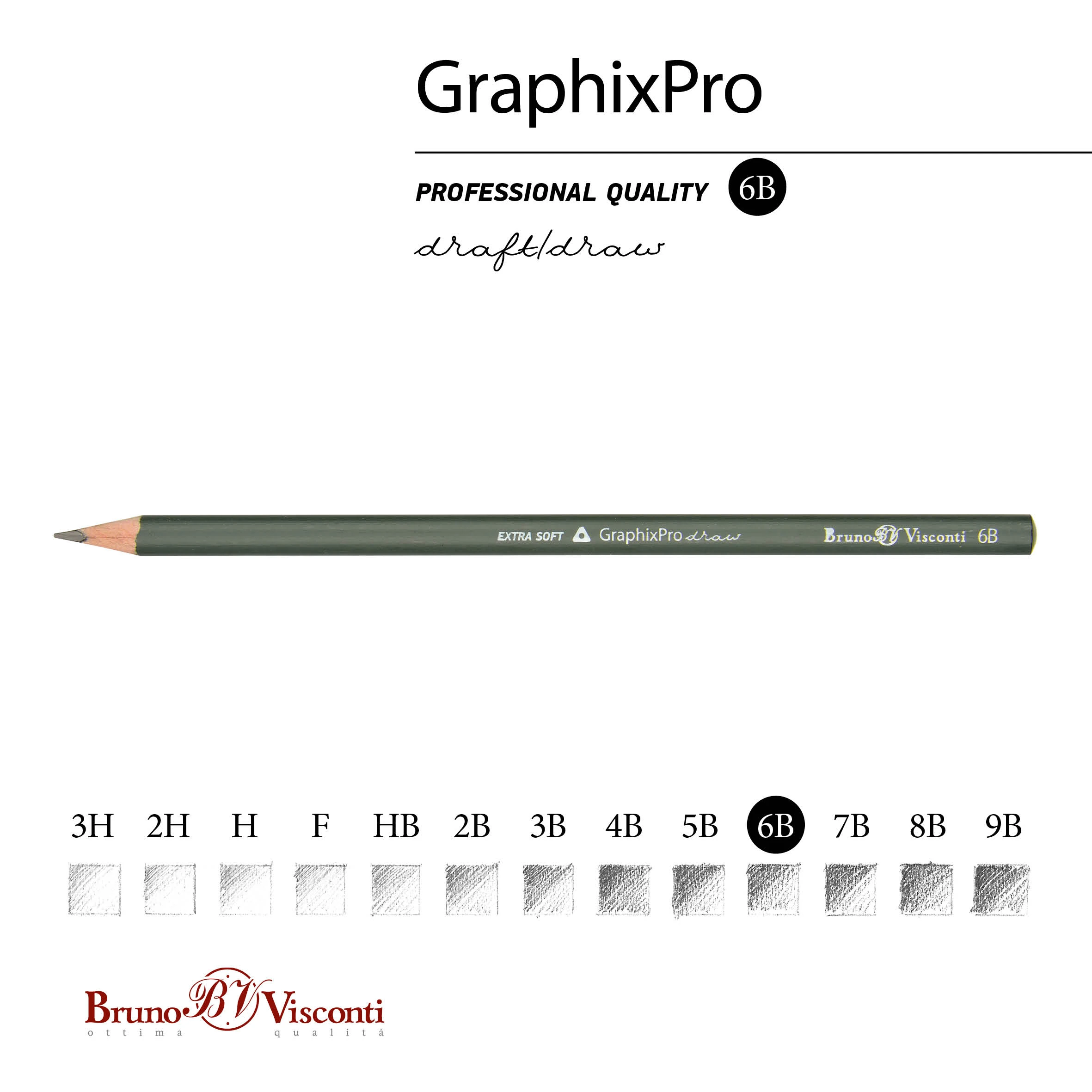 КАРАНДАШ ЧЕРНОГРАФИТОВЫЙ "GraphixPro" 6B