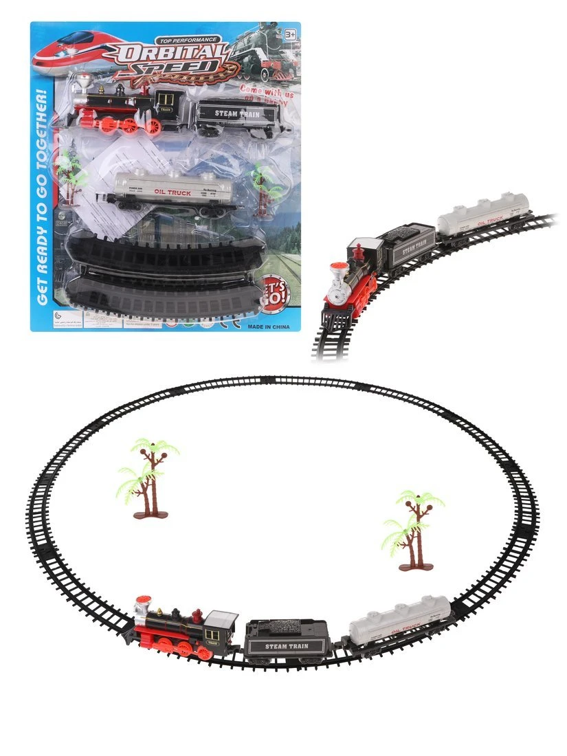 Железная дорога, в комплекте: 12 деталей, поезд, вагоны 2 штуки, 2 предмета, в