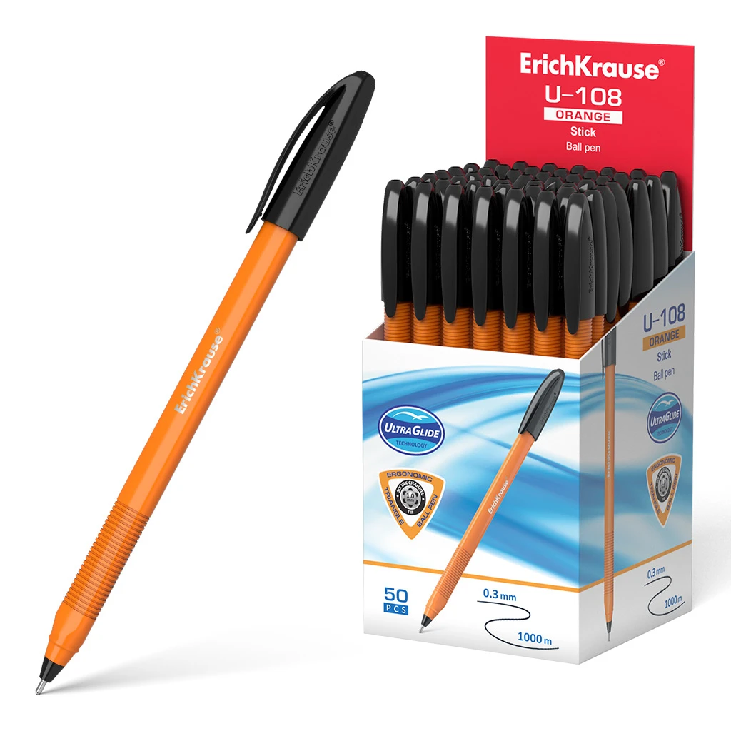 Ручка шариковая Erich Krause® U-108 Orange Stick 1.0, Ultra Glide Technology,