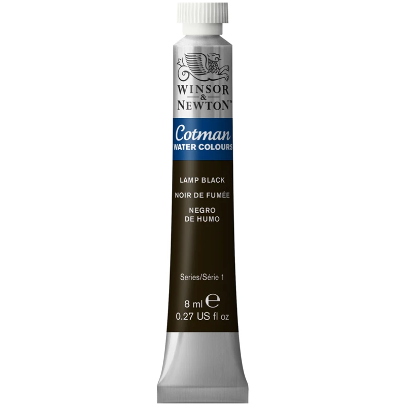 Акварель Winsor&Newton "Cotman", 8мл, туба, сажа газовая