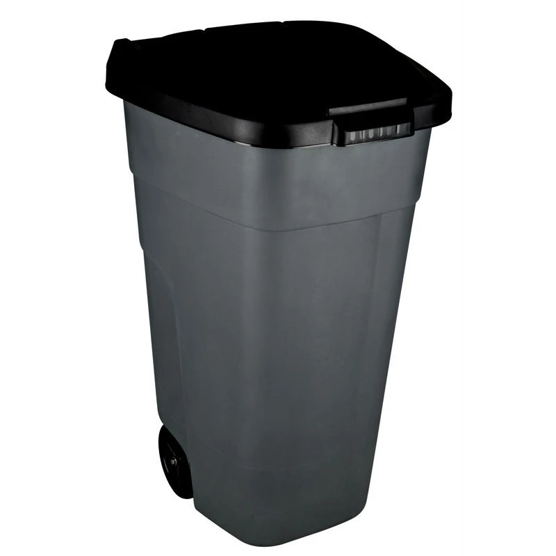 Контейнер мусорный 110л пластик, цвет серый, на колесах штр.  4690290002677