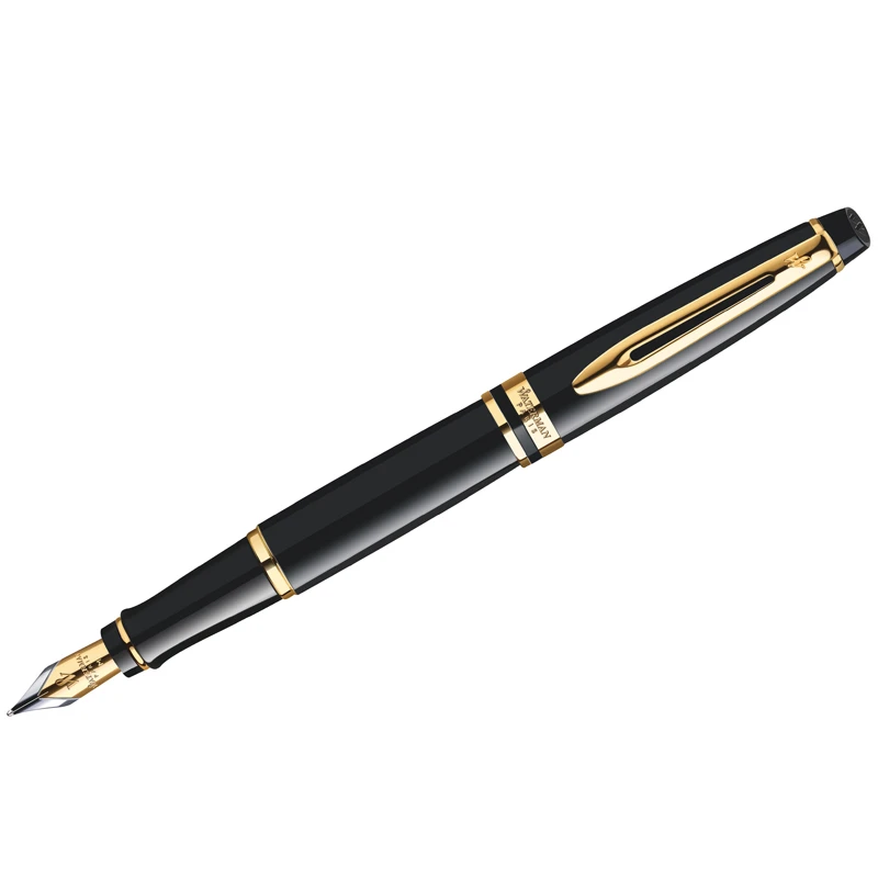 Ручка перьевая Waterman "Expert Black Lacquer GT" синяя, 0,8мм,