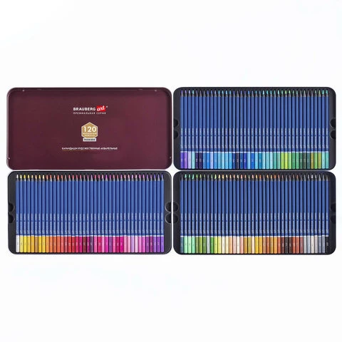 Карандаши художественные цветные акварельные, 120 цветов, 4 мм, металлический